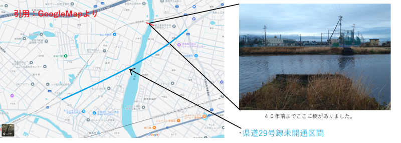 約４０年間JRと近鉄間の善太川には橋がありません。