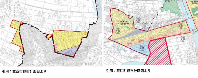 富吉駅周辺の都市計画（愛西市・蟹江町編）